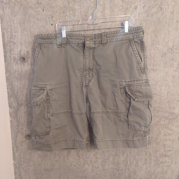 Ralph Lauren Mens 38 Green-Gray Cargo Shorts Vintage Nonstretch - Picture 1 of 11